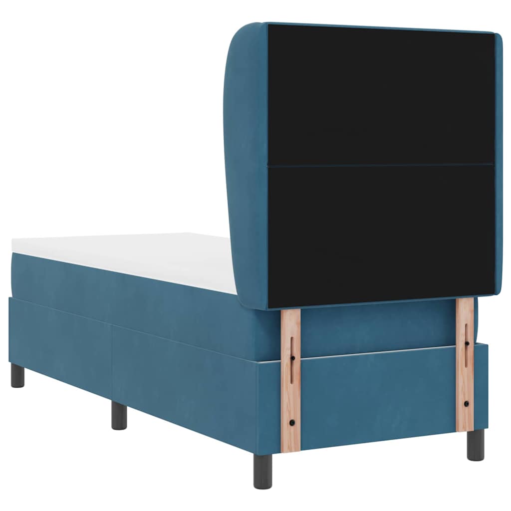 Lit à ressorts avec tête de lit Bleu foncé 200 x 80 cm Velours - XIOS