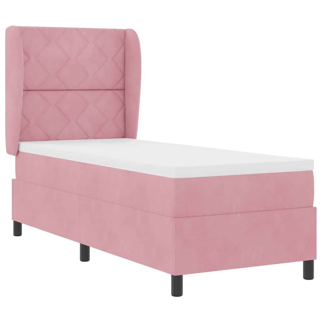 Lit à ressorts avec tête de lit Rose 200 x 80 cm Velours