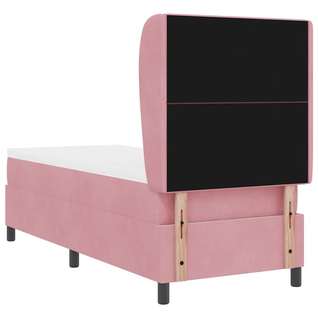 Lit à ressorts avec tête de lit Rose 200 x 80 cm Velours