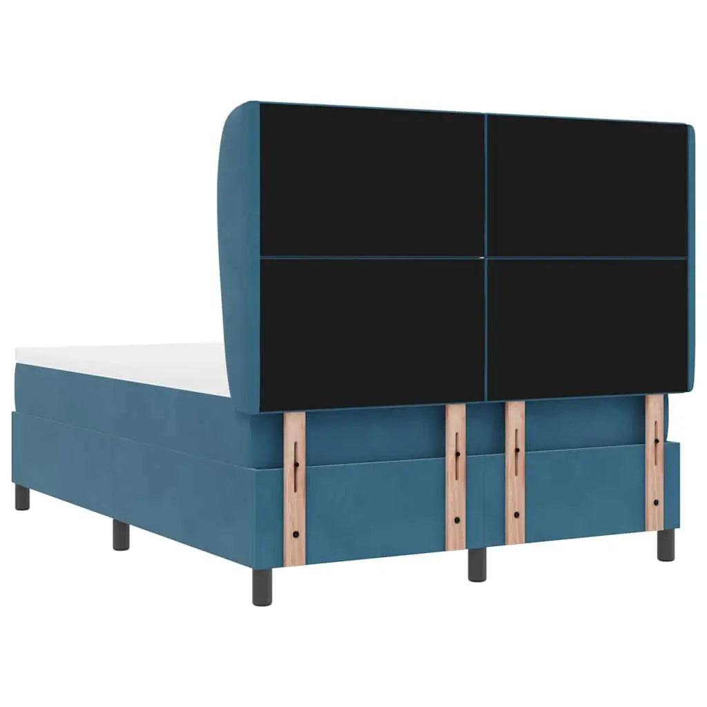 Lit à ressorts avec tête de lit Bleu foncé 190 x 140 cm Velours - XIOS
