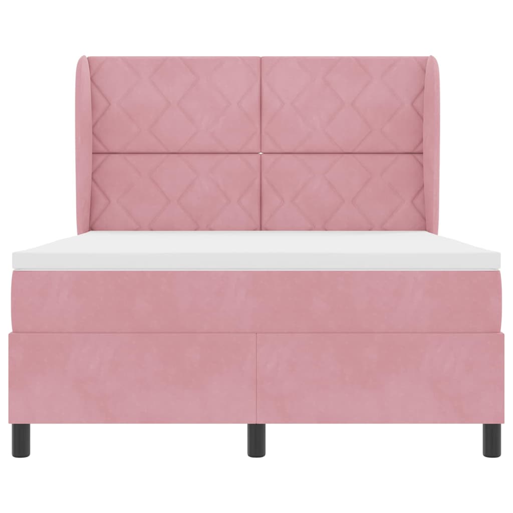Lit à ressorts avec tête de lit Rose 200 x 160 cm Velours