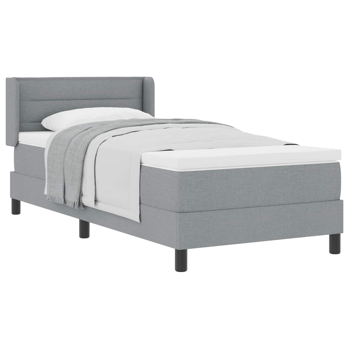 Lit à ressorts avec tête de lit Gris clair 200 x 80 cm tissu