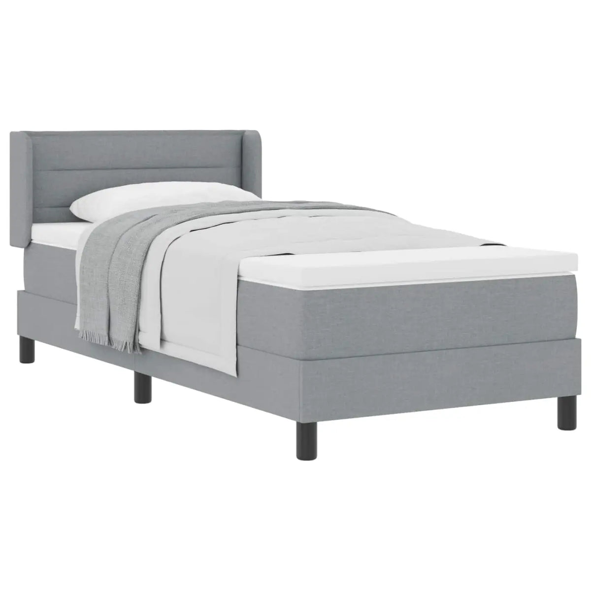Lit à ressorts avec tête de lit Gris clair 200 x 80 cm tissu - XIOS