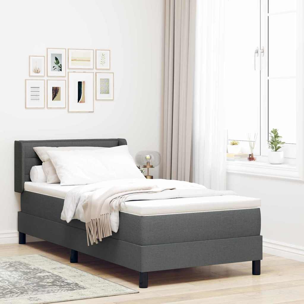 Lit à ressorts avec matelas Gris foncé 190 x 90 cm Polyester - XIOS