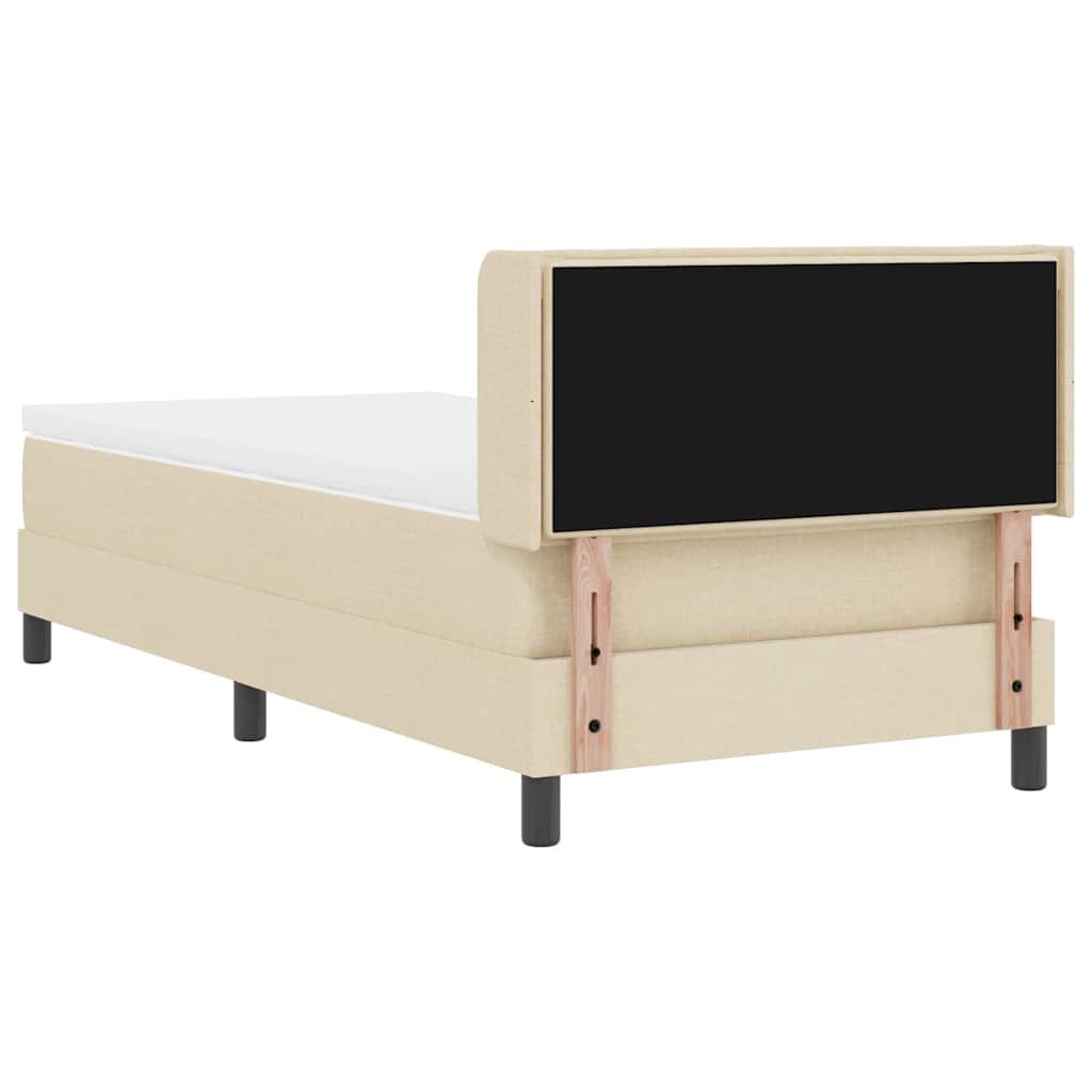 Lit à ressorts avec tête de lit Crème 200 x 90 cm tissu