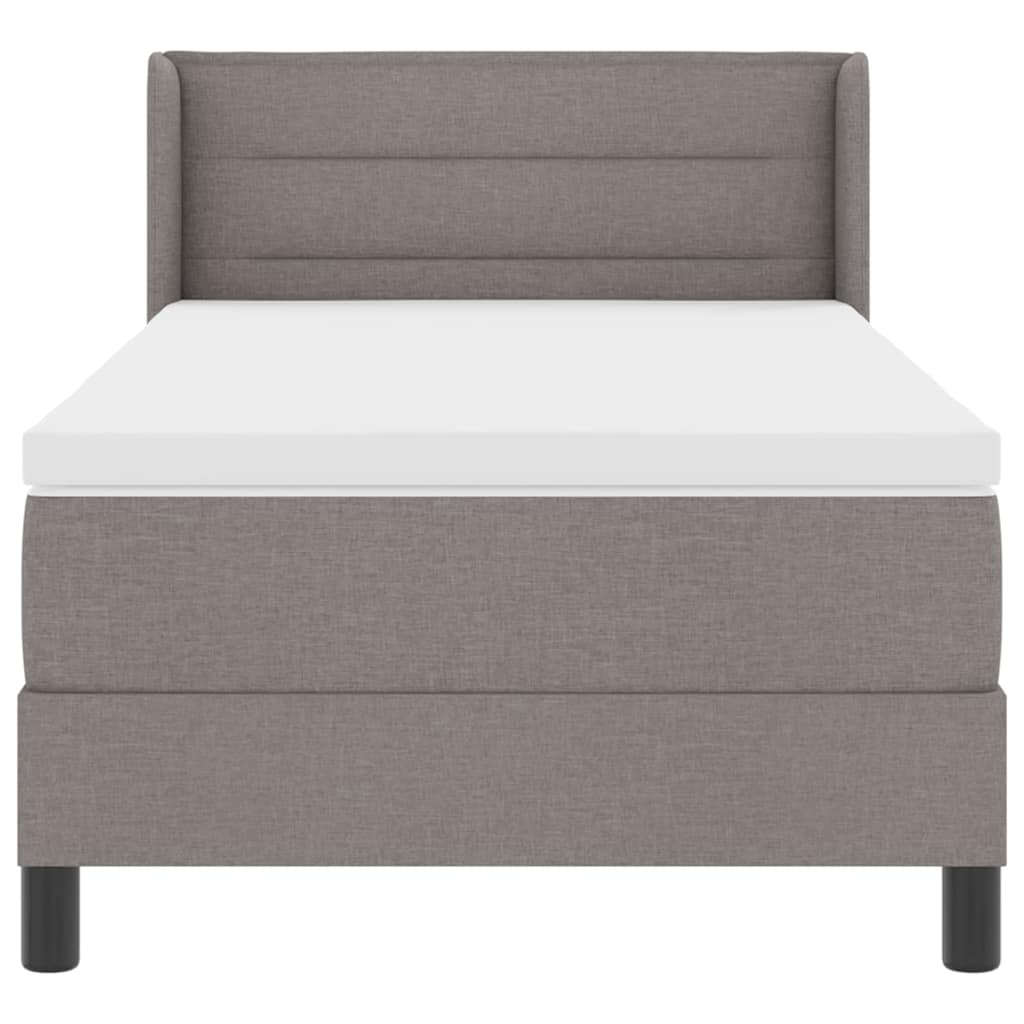 Lit à ressorts avec tête de lit Taupe 200 x 100 cm tissu