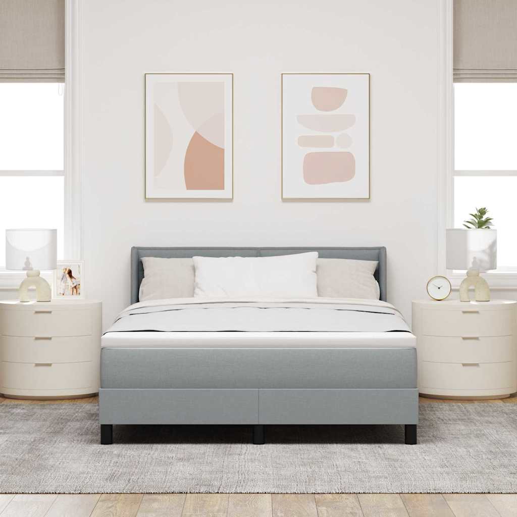 Lit à ressorts avec matelas Gris clair 200 x 140 cm Polyester - XIOS