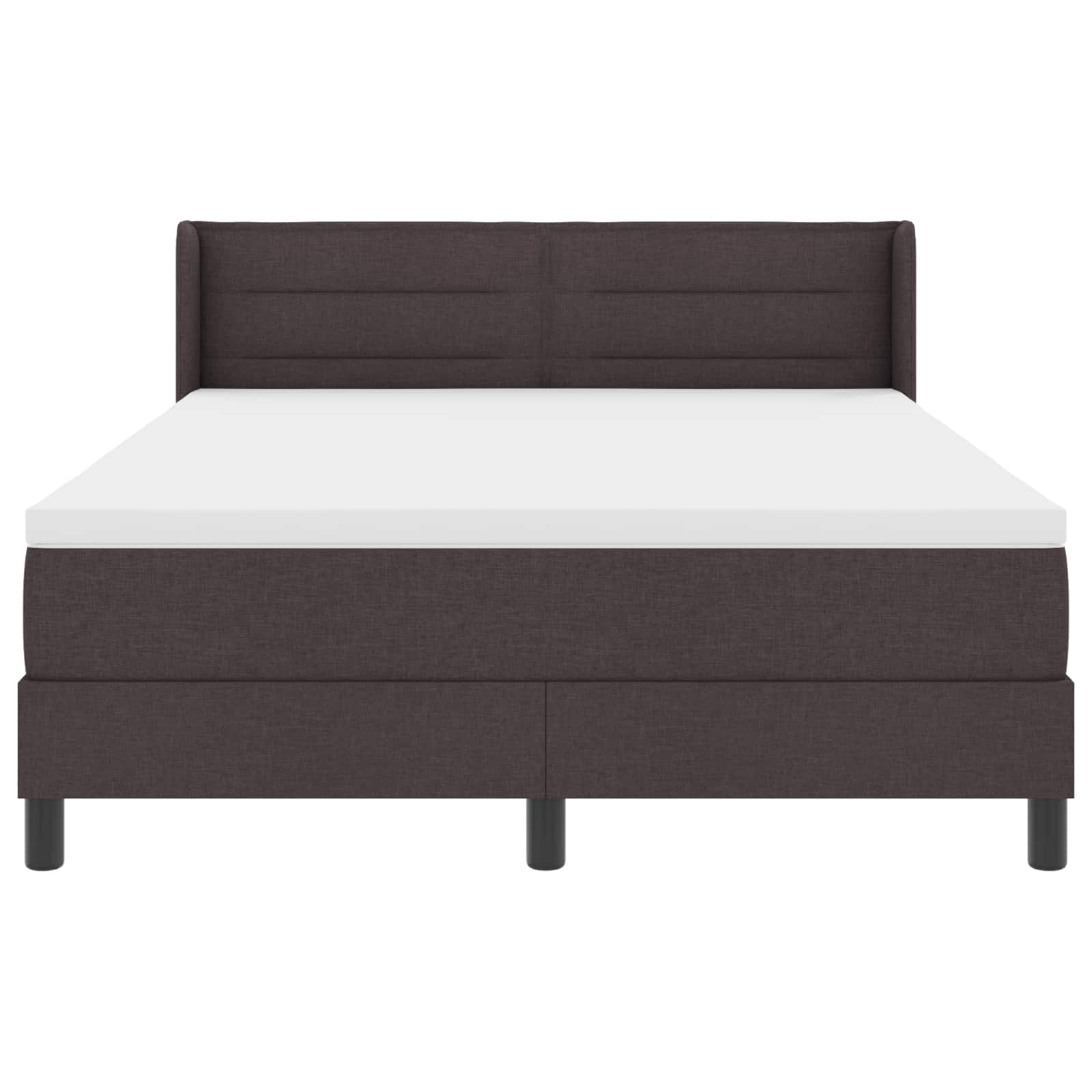 Lit à ressorts avec tête de lit Marron foncé 200 x 140 cm tissu