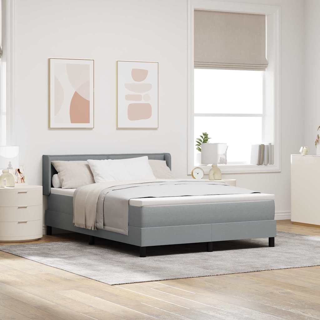 Lit à ressorts avec tête de lit Gris clair 200 x 160 cm tissu - XIOS