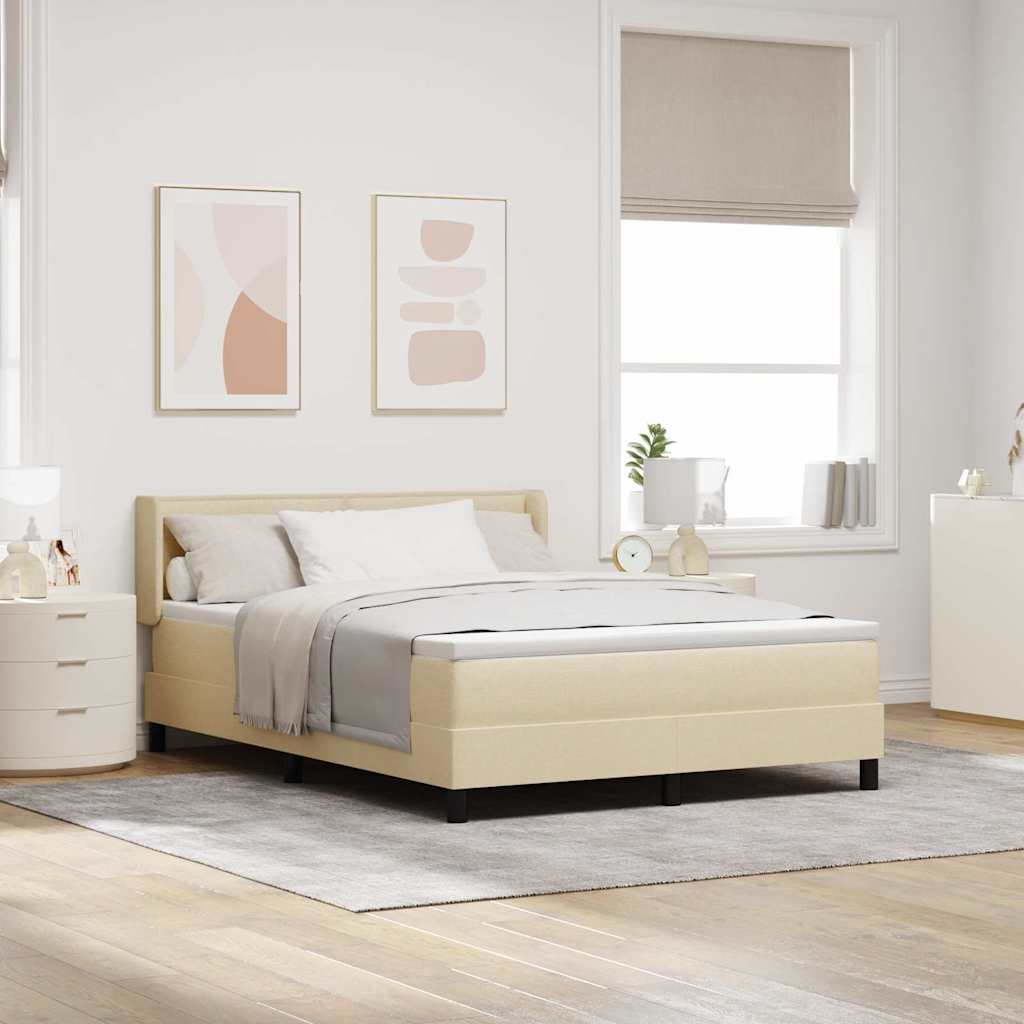 Lit à ressorts avec tête de lit Crème 200 x 160 cm tissu