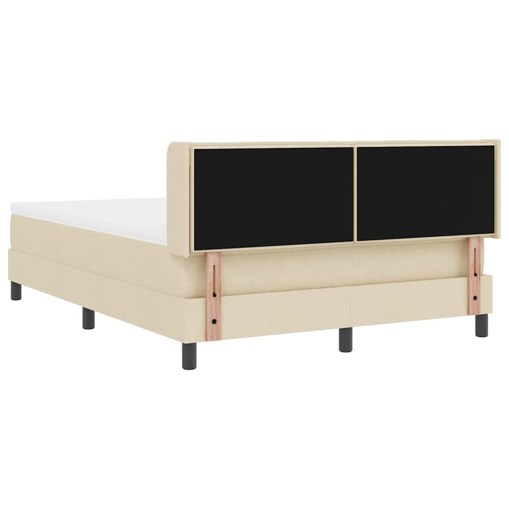 Lit à ressorts avec tête de lit Crème 200 x 160 cm tissu
