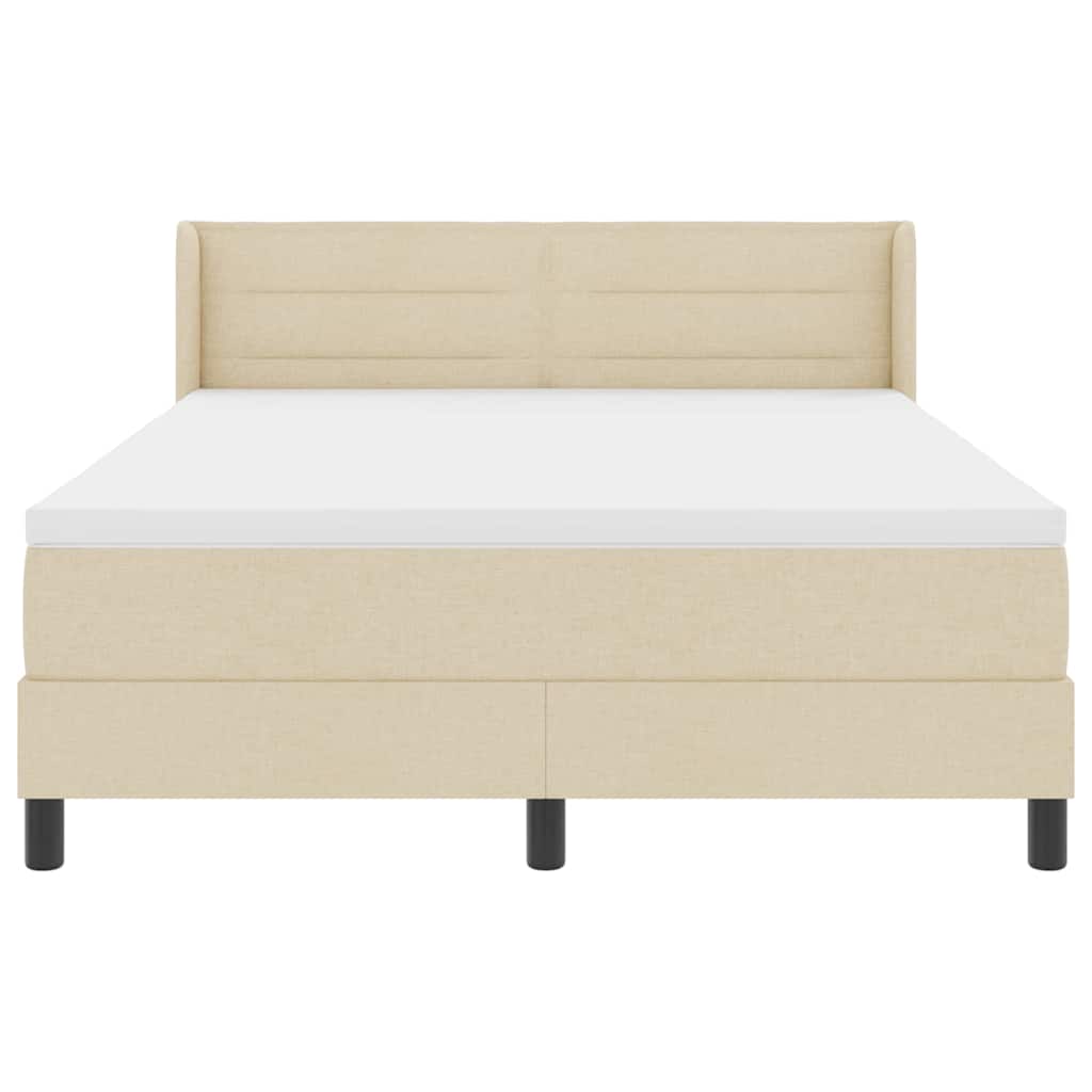 Lit à ressorts avec tête de lit Crème 200 x 160 cm tissu