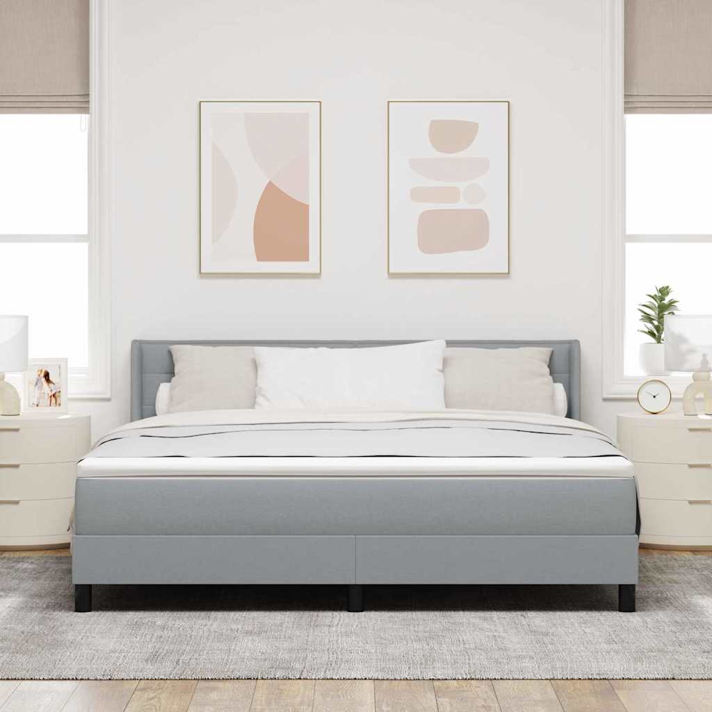Lit à ressorts avec tête de lit Gris clair 200 x 180 cm tissu