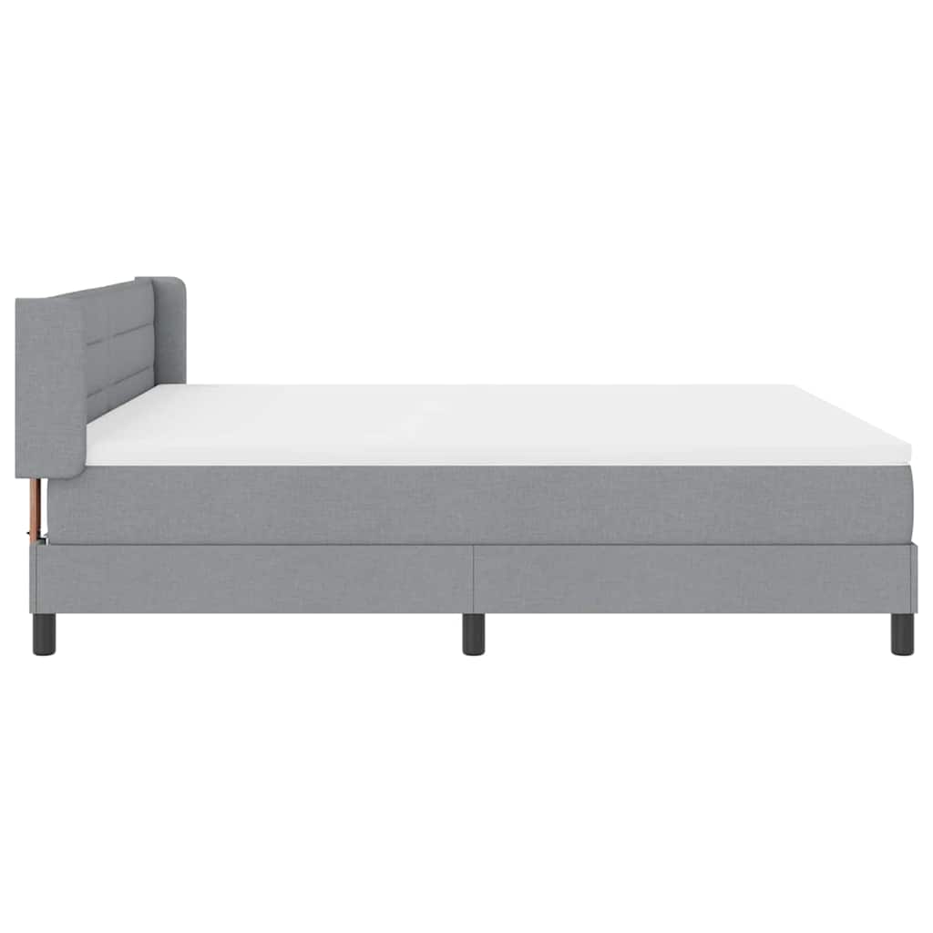 Lit à ressorts avec tête de lit Gris clair 200 x 180 cm tissu