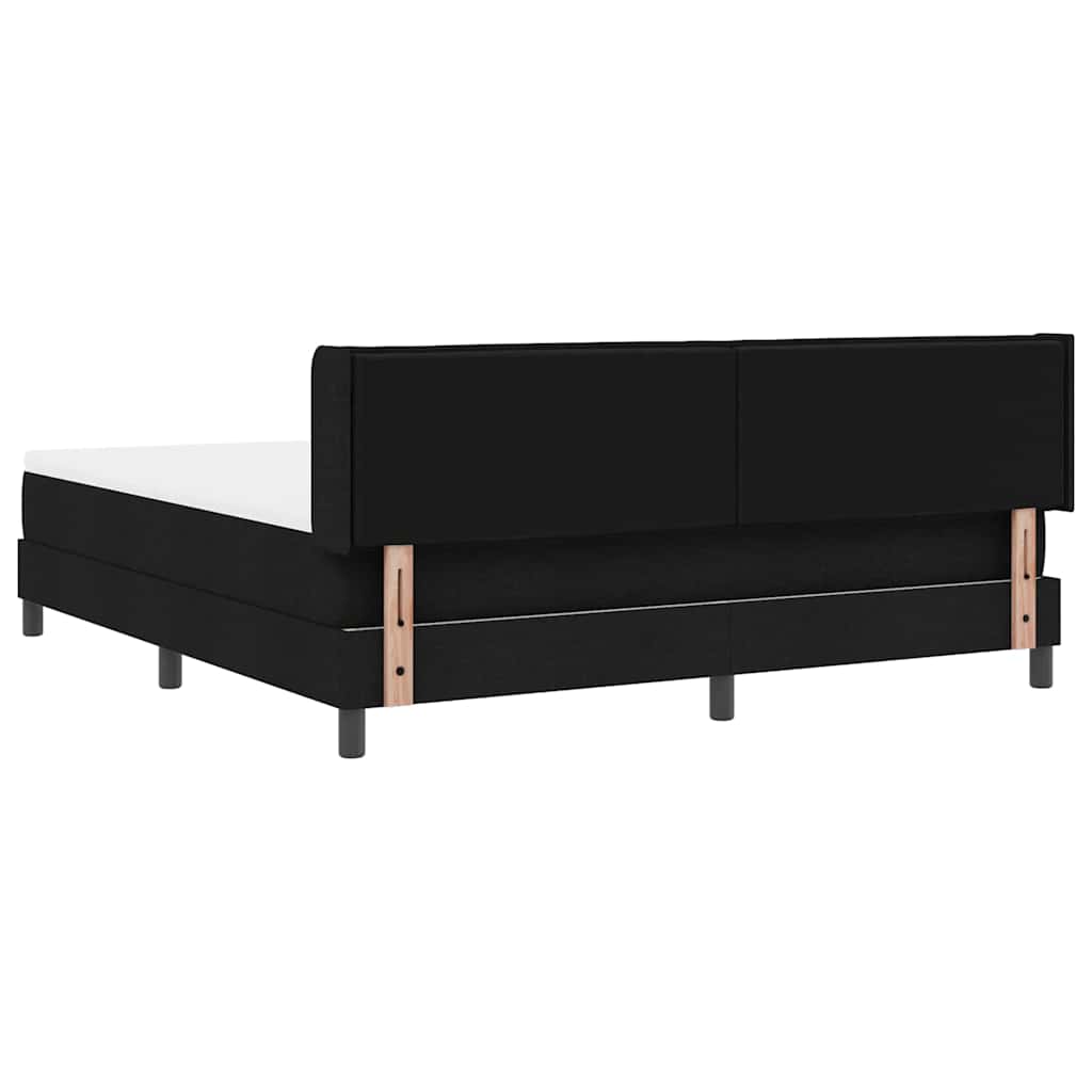 Lit à ressorts avec tête de lit Noir 200 x 180 cm tissu