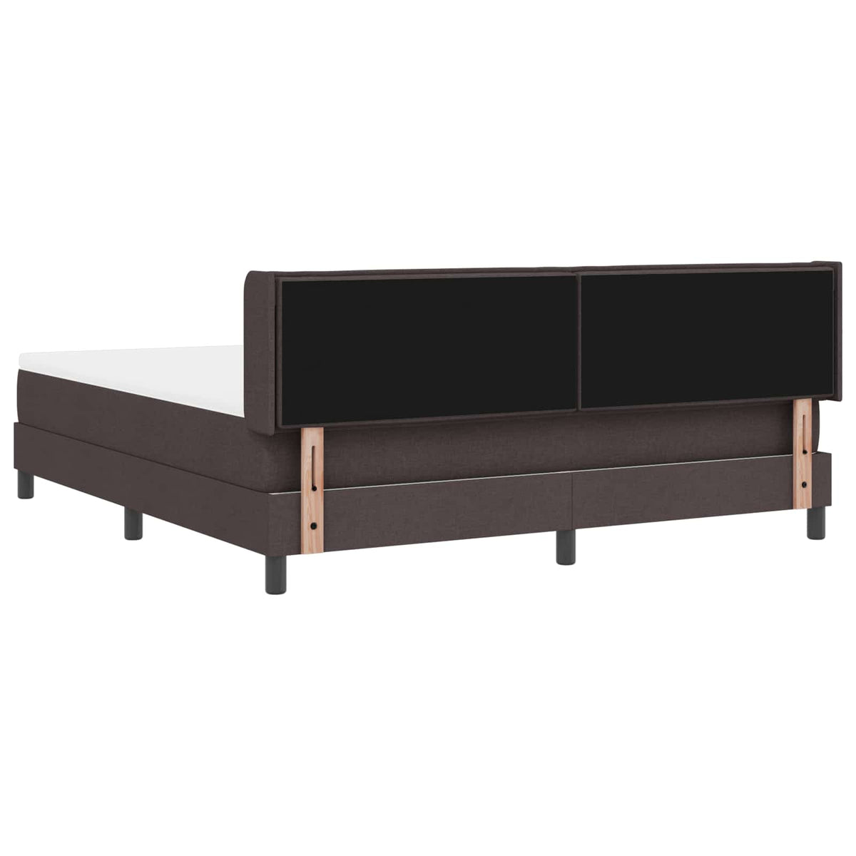 Lit à ressorts avec tête de lit Marron foncé 200 x 180 cm tissu