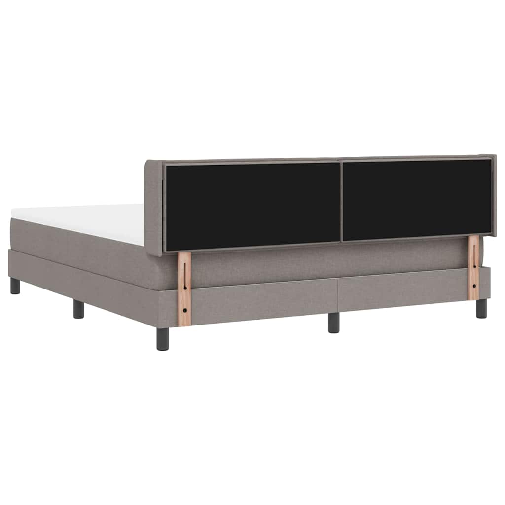 Lit à ressorts avec tête de lit Taupe 200 x 180 cm tissu