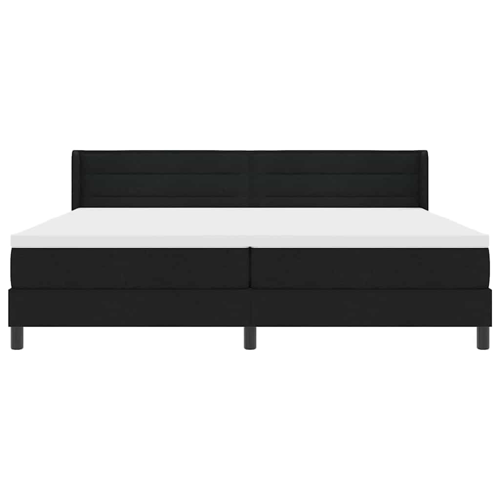 Lit à ressorts avec tête de lit Noir 200 x 200 cm tissu