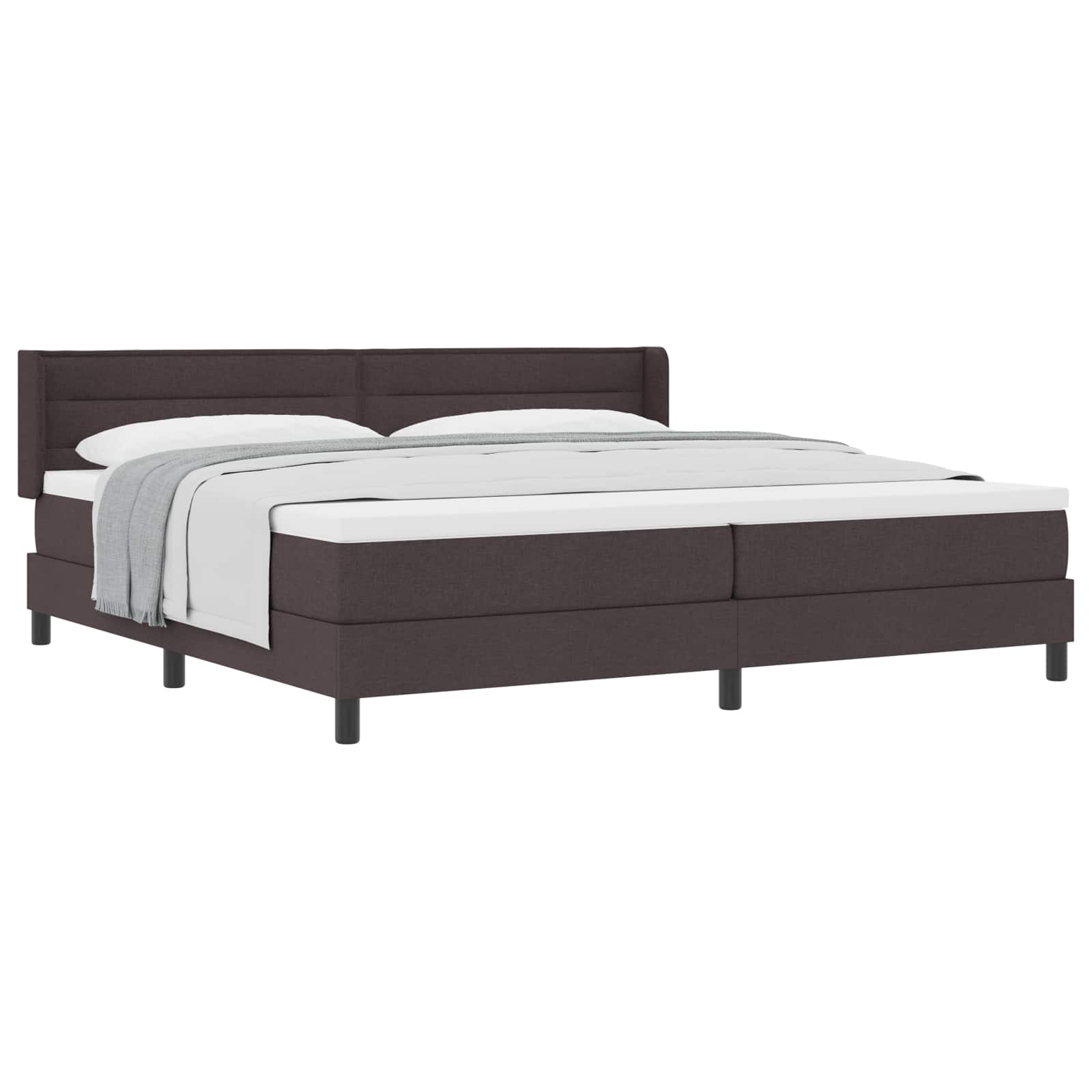 Lit à ressorts avec tête de lit Marron foncé 200 x 200 cm tissu