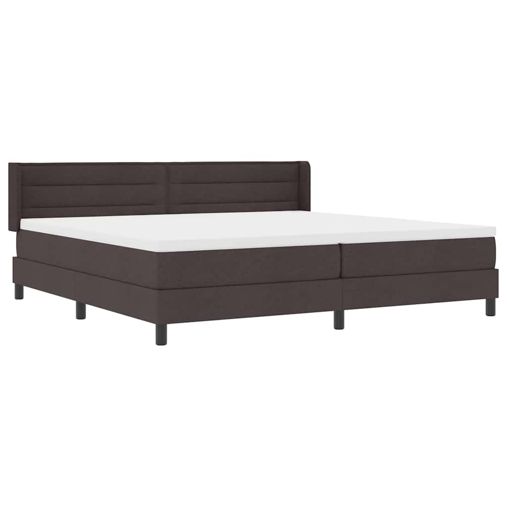 Lit à ressorts avec tête de lit Marron foncé 200 x 200 cm tissu