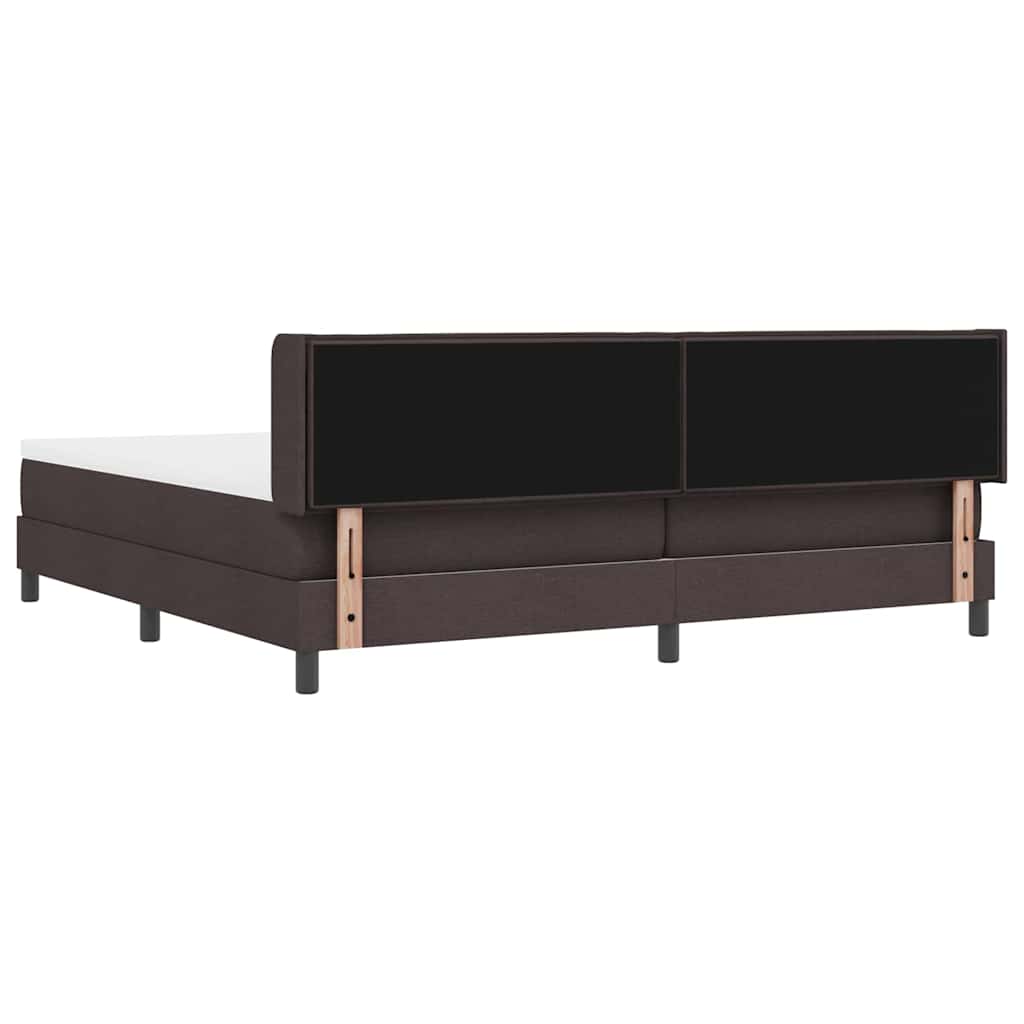 Lit à ressorts avec tête de lit Marron foncé 200 x 200 cm tissu
