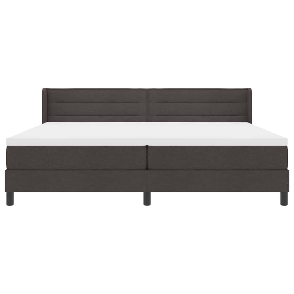 Lit à ressorts avec tête de lit Marron foncé 200 x 200 cm tissu