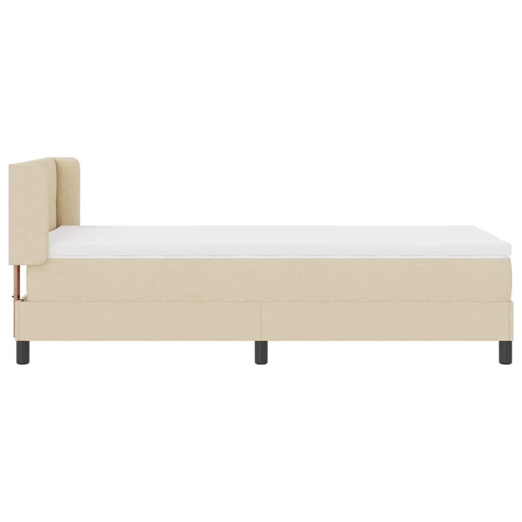 Lit à ressorts avec tête de lit Crème 200 x 80 cm tissu