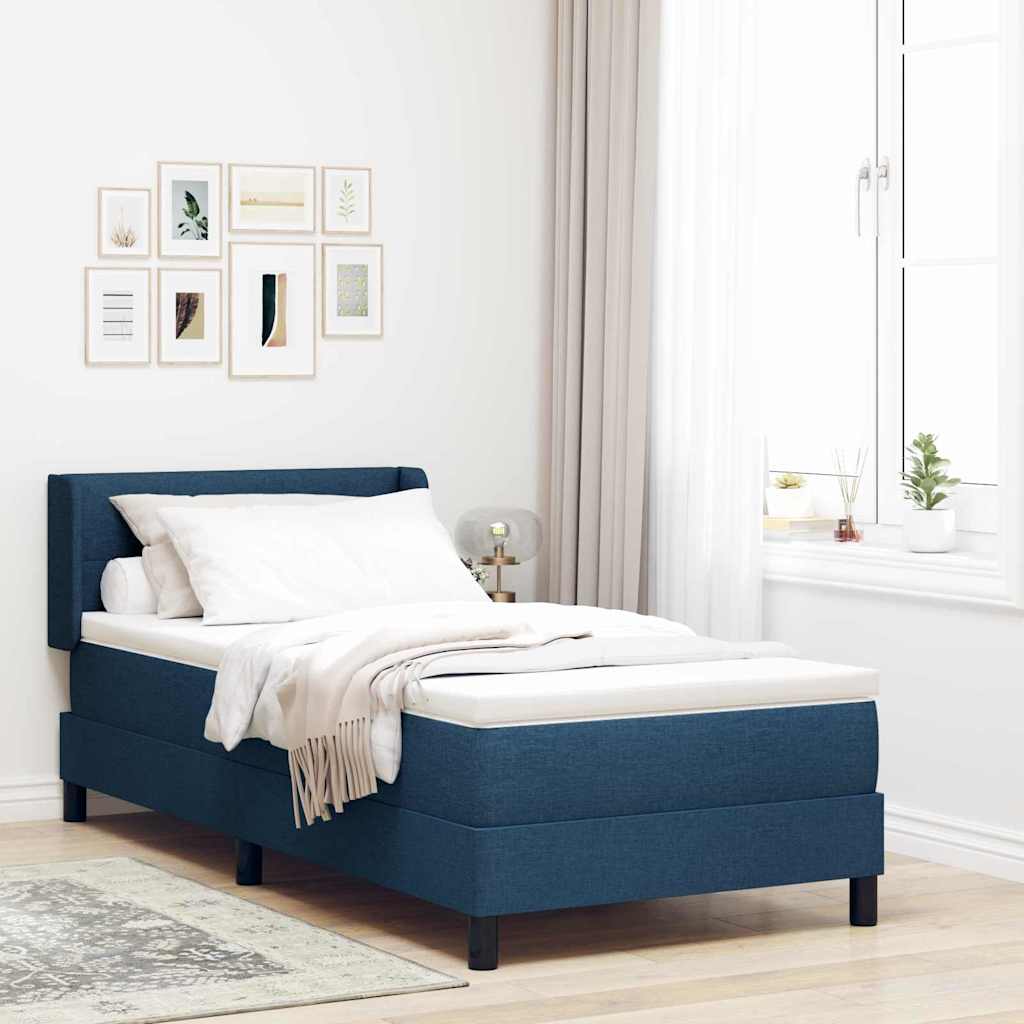 Lit à ressorts avec tête de lit Bleu 200 x 80 cm tissu