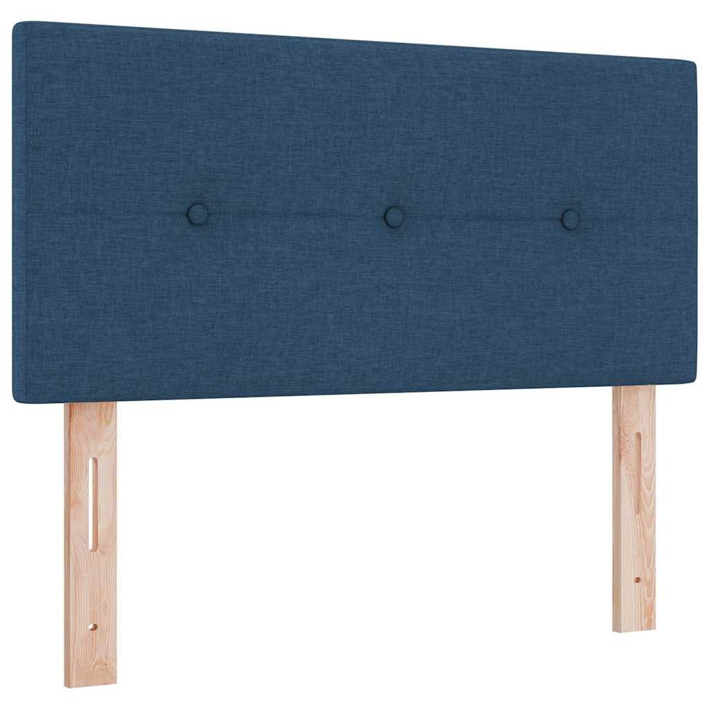 Lit à ressorts avec tête de lit Bleu 200 x 80 cm tissu