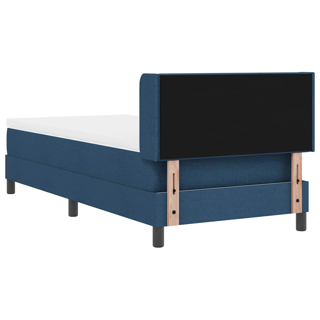 Lit à ressorts avec tête de lit Bleu 200 x 80 cm tissu