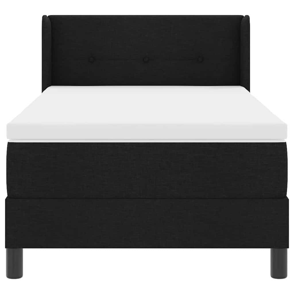 Lit à ressorts avec tête de lit Noir 200 x 90 cm tissu - XIOS