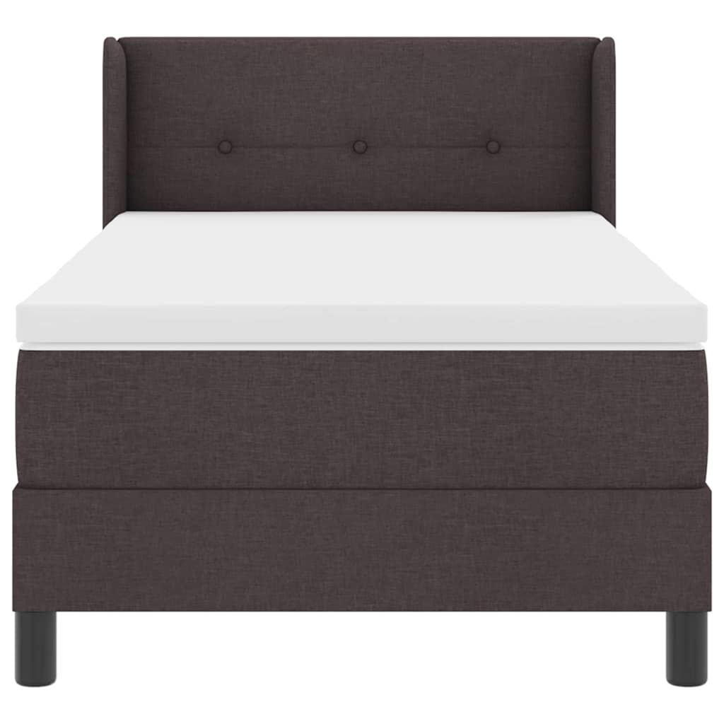 Lit à ressorts avec tête de lit Marron foncé 200 x 90 cm tissu - XIOS