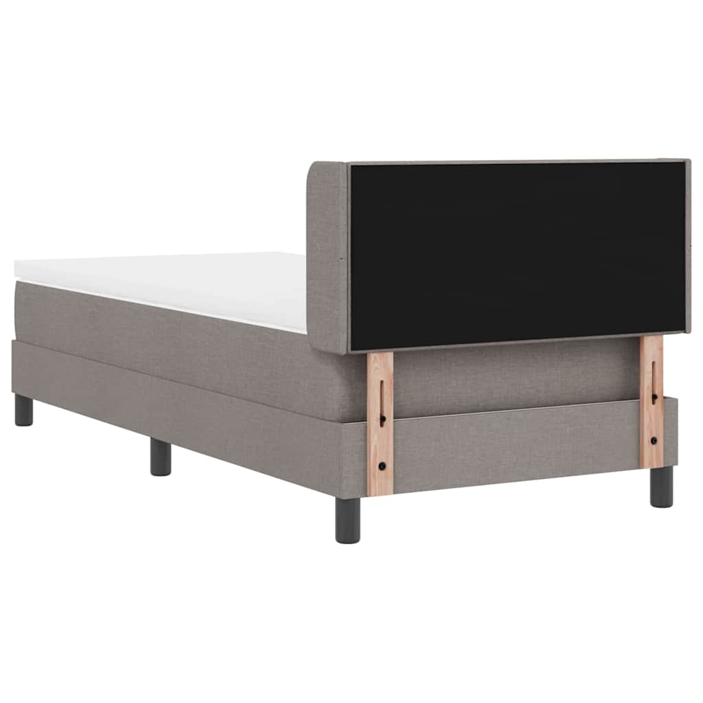 Lit à ressorts avec tête de lit Taupe 200 x 90 cm tissu