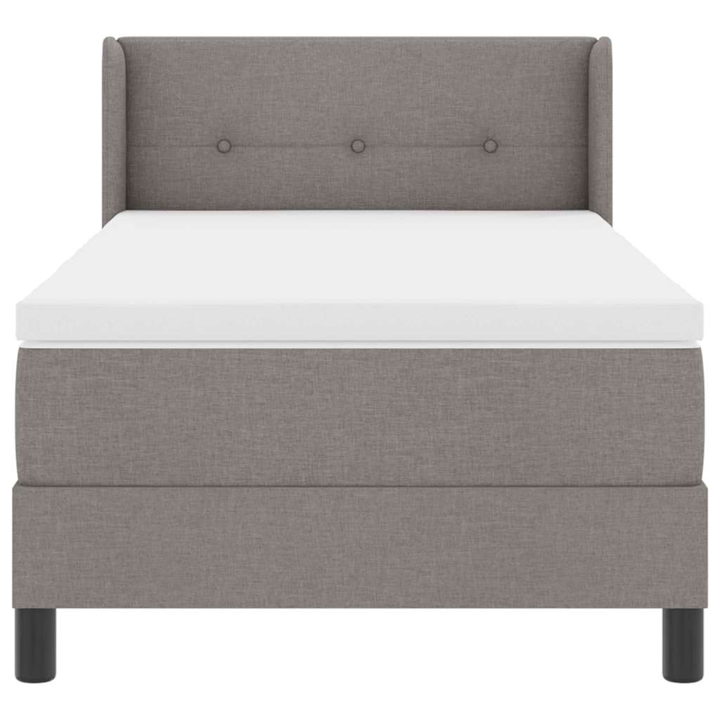 Lit à ressorts avec tête de lit Taupe 200 x 90 cm tissu