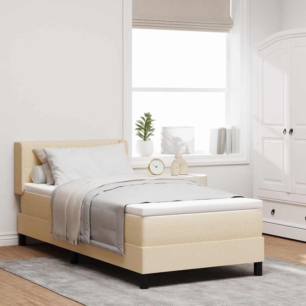 Lit à ressorts avec coussin Crème 200 x 90 cm tissu