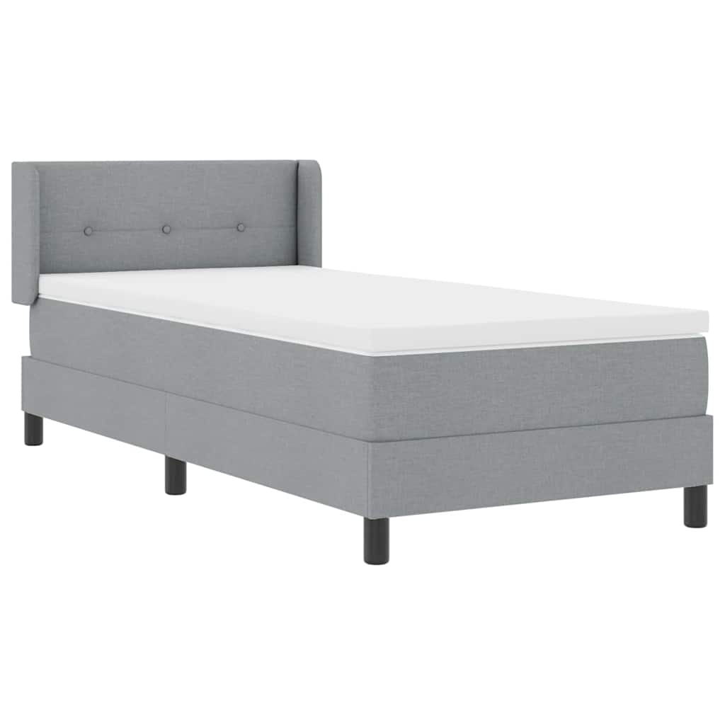 Lit à ressorts avec tête de lit Gris clair 200 x 100 cm tissu