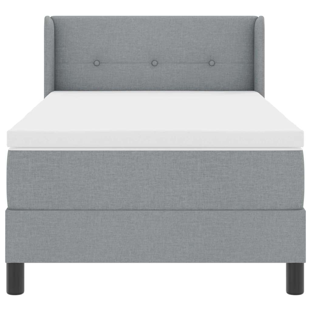 Lit à ressorts avec tête de lit Gris clair 200 x 100 cm tissu