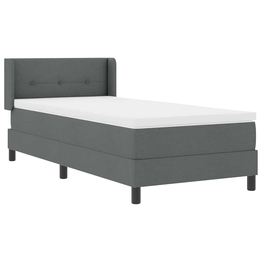 Lit à ressorts avec tête de lit Gris foncé 200 x 100 cm tissu