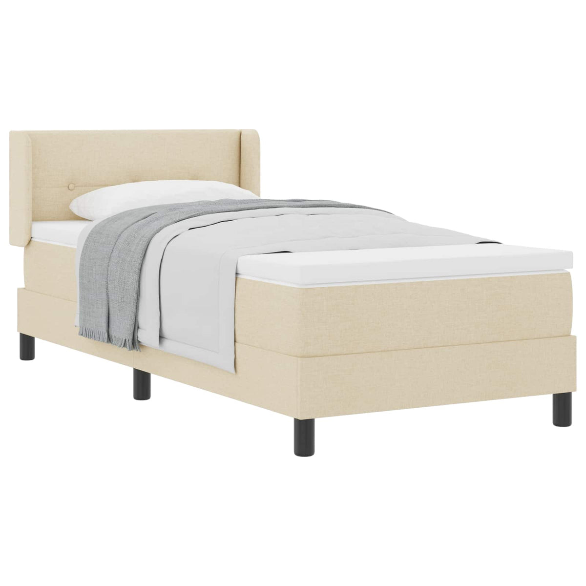 Lit à ressorts avec tête de lit Crème 200 x 100 cm tissu