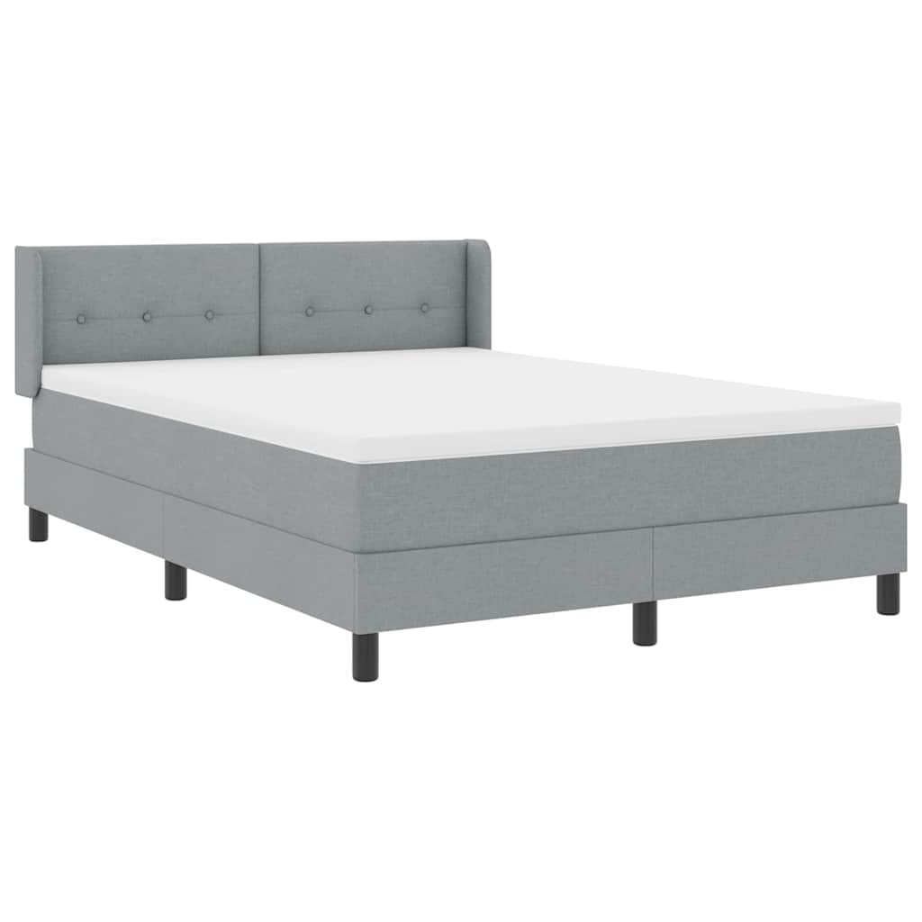 Lit à ressorts avec tête de lit Gris clair 200 x 140 cm tissu - XIOS