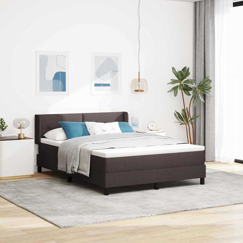 Lit à ressorts avec matelas Marron foncé 200 x 140 cm Polyester - XIOS