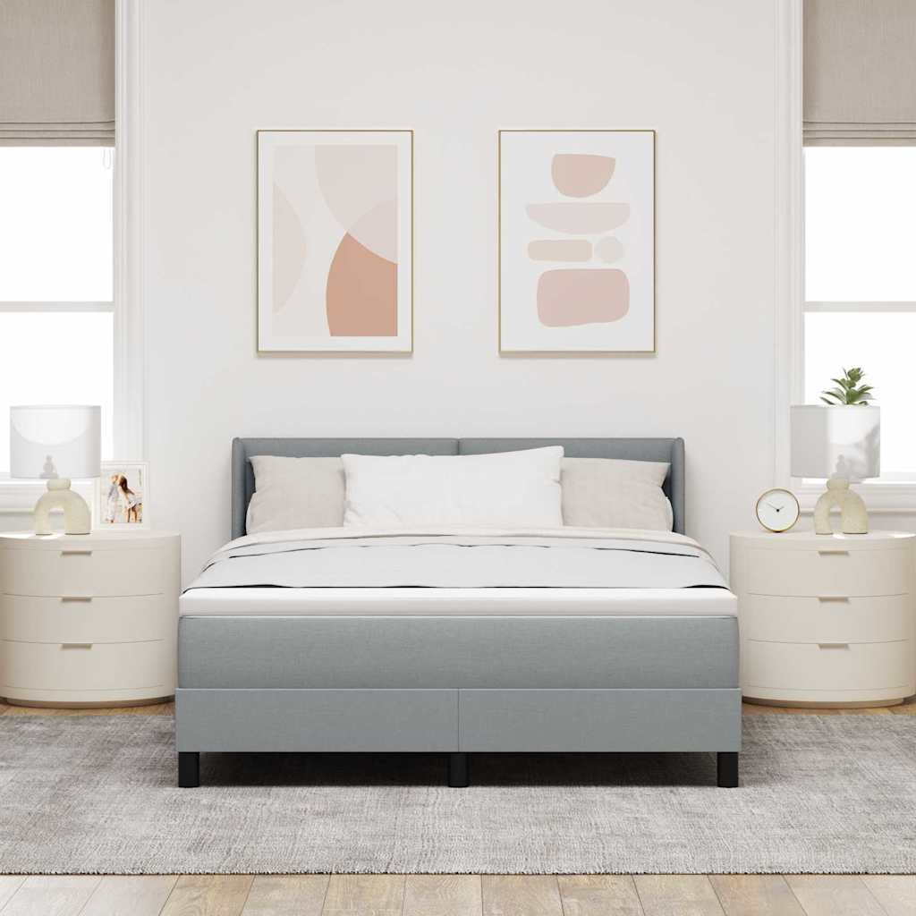 Lit à ressorts avec tête de lit Gris clair 200 x 160 cm tissu - XIOS