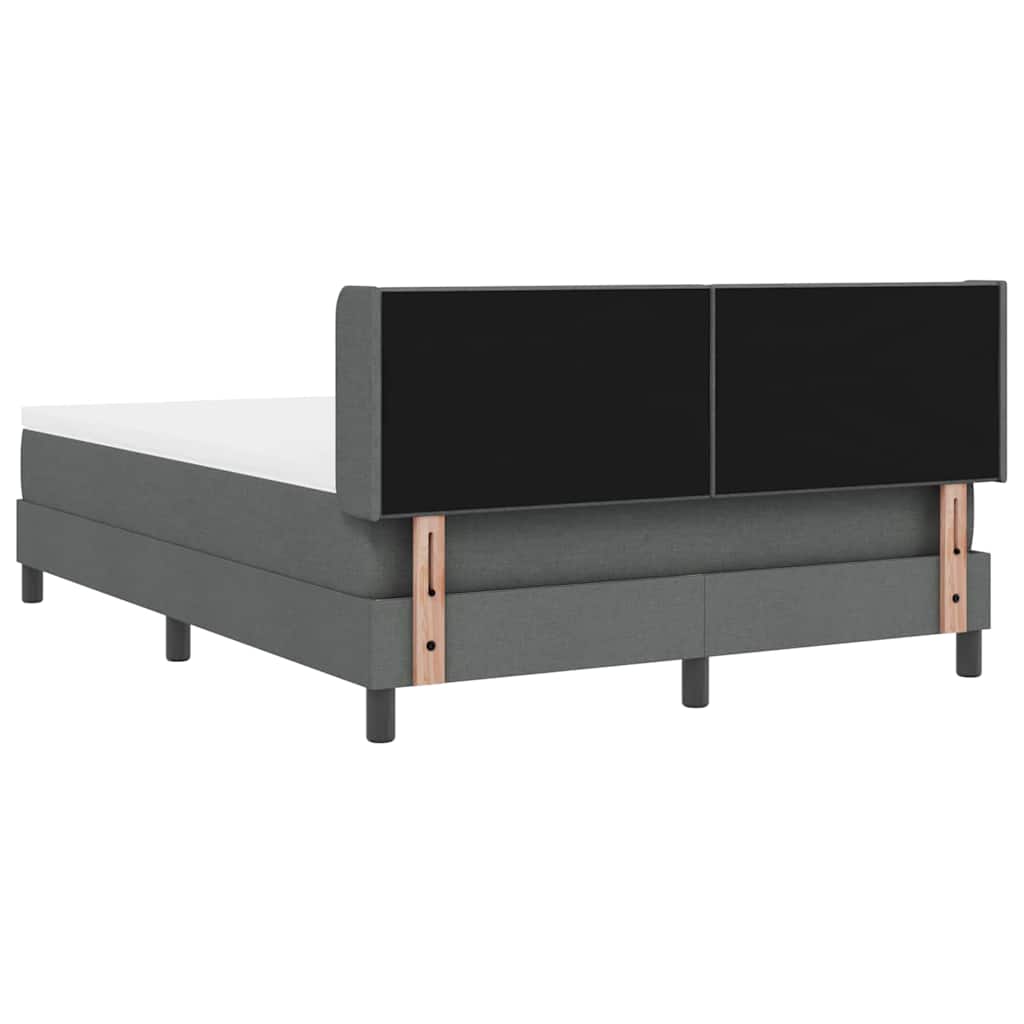 Lit à ressorts avec tête de lit Gris foncé 200 x 160 cm tissu