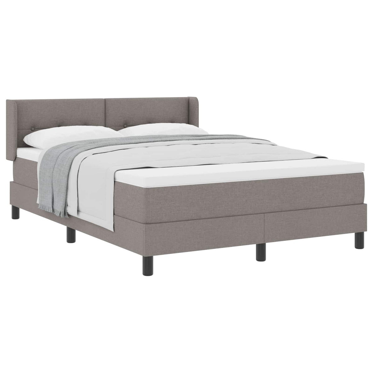 Lit à ressorts avec tête de lit Taupe 200 x 160 cm tissu