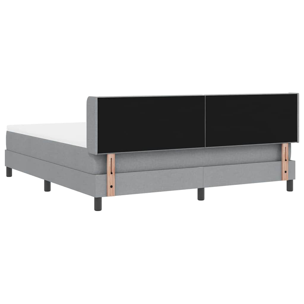 Lit à ressorts avec tête de lit Gris clair 200 x 180 cm tissu