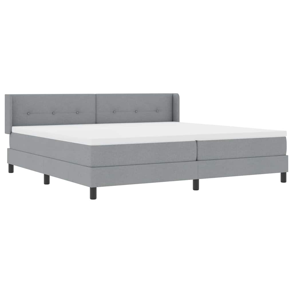 Lit à ressorts avec tête de lit Gris clair 200 x 200 cm tissu