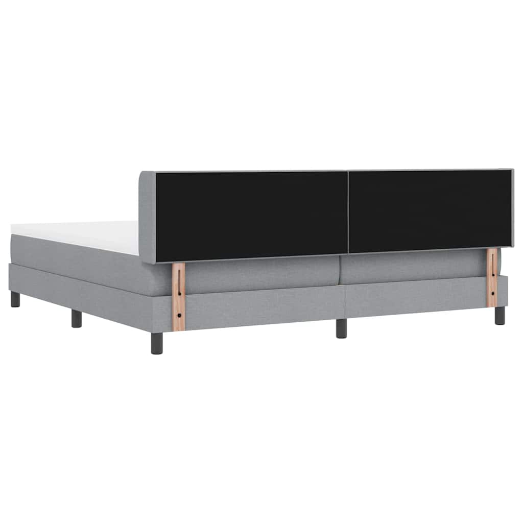 Lit à ressorts avec tête de lit Gris clair 200 x 200 cm tissu