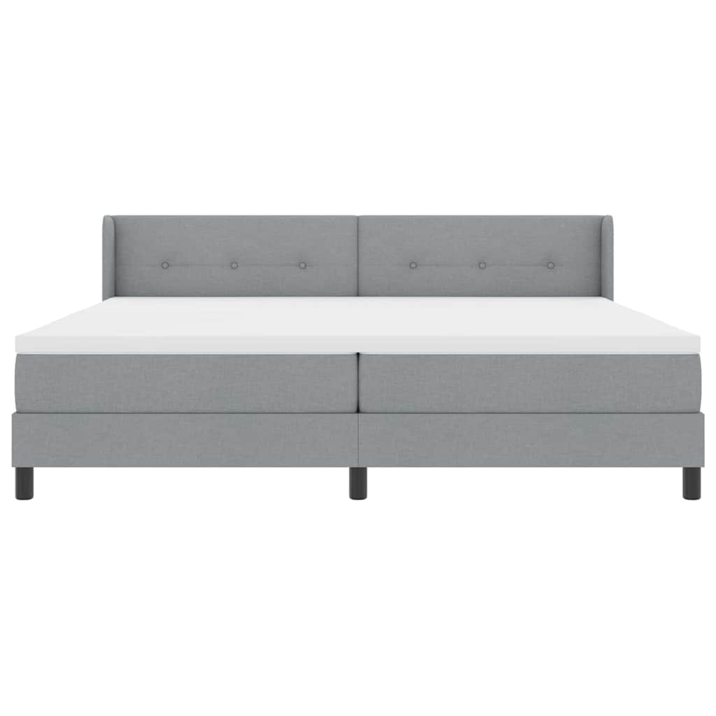 Lit à ressorts avec tête de lit Gris clair 200 x 200 cm tissu