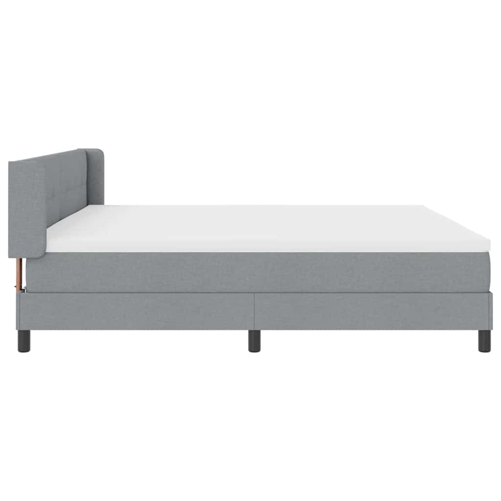 Lit à ressorts avec tête de lit Gris clair 200 x 200 cm tissu