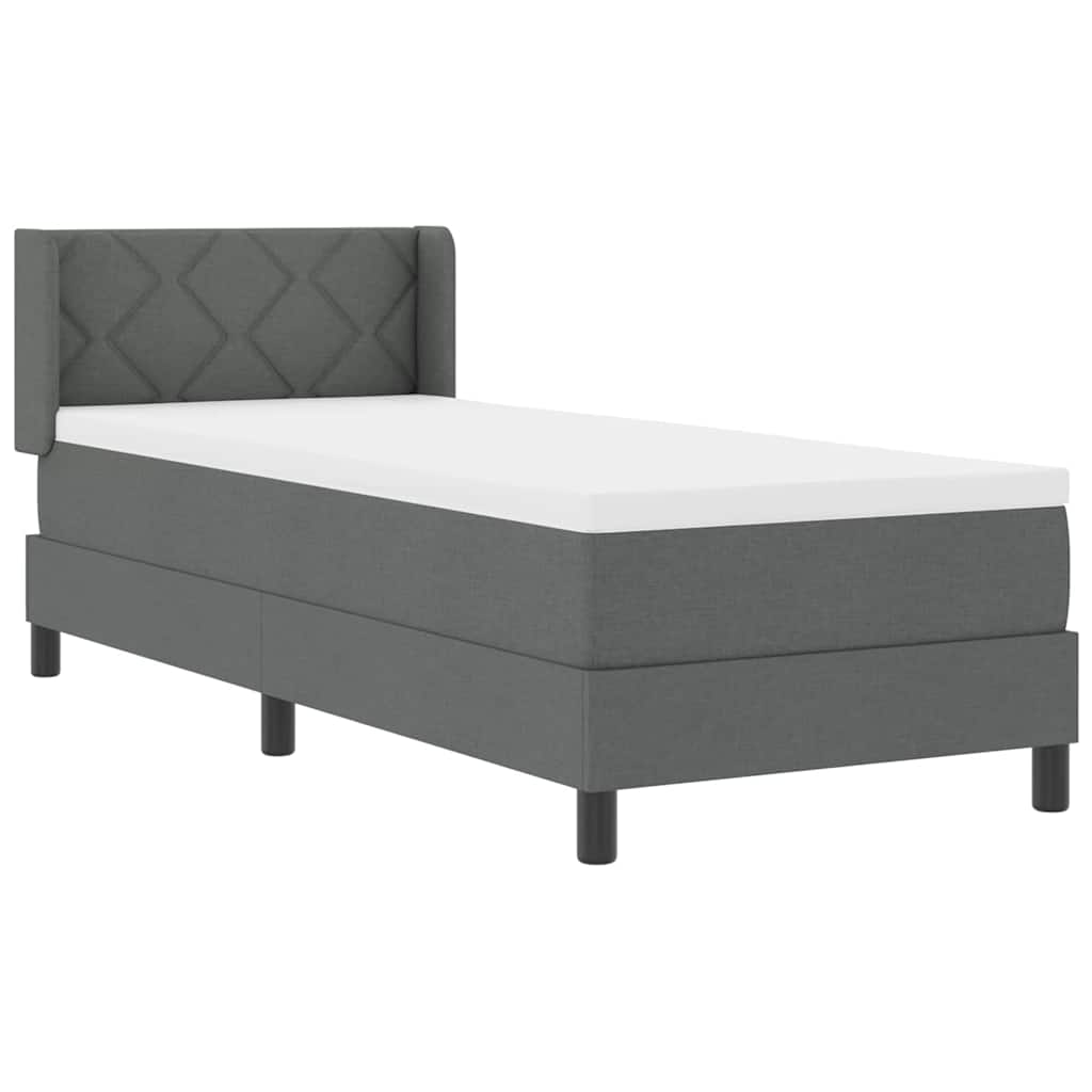 Lit à ressorts avec tête de lit Gris foncé 200 x 80 cm tissu